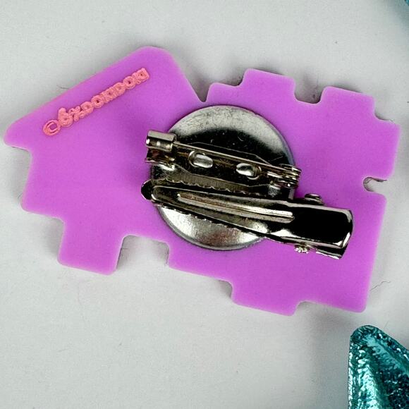 Lot of 2 6%DOKIDOKI hairclips/brooches 🛸 puffy star glitter harajuku decora - Picture 3 of 4